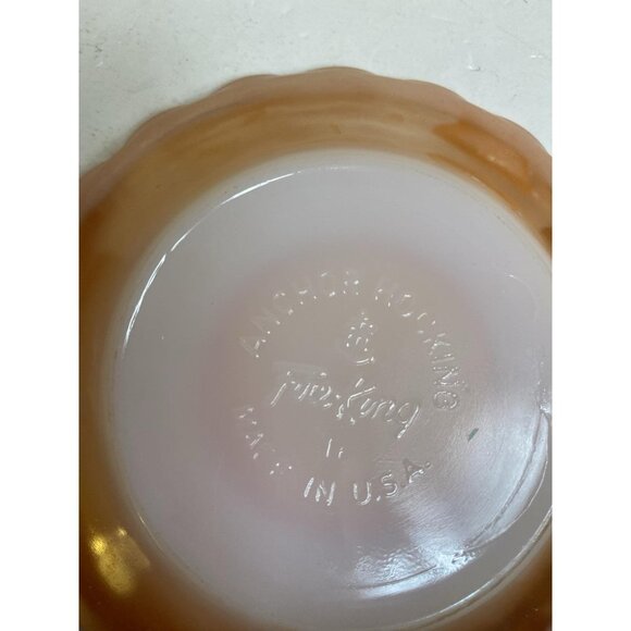 Anchor Hocking Fire King Peach Luster Glass Swirl Demitasse Cup & Saucer Set - Picture 8 of 10